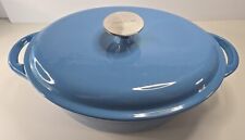 Wolfgang Puck 4 Quart Blue Enameled Cast Iron Dutch Oven Oval Cookware picture