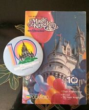 VINTAGE 1981 Magic Kingdom WDW Guide Map Tencennial 10 Year Anniversary & Button picture