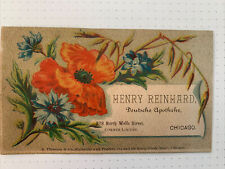 1870’s VICTORIAN Business Trade Card Antique Henry Reinhard Deutsch Chicago picture