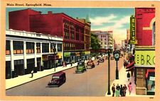 Vintage Postcard- Main Street, Springfield, MA Early 1900s picture