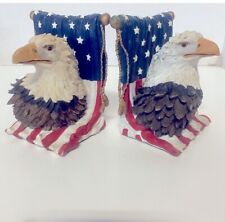 Vintage Avery Creations Majestic Bald Eagle -American Flag  Beautiful Bookends picture