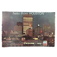 Postcard - Hello From Houston Looking North Sundown Humble Building Towers 1965 picture