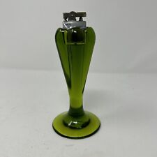 Vintage Viking Glass Green Six Petal Tall Table Lighter - Insert Not Functional picture