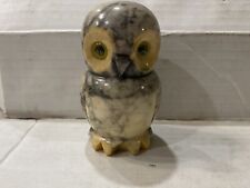 Vintage Alabaster  MARBLE Owl Figurine Paperweight Hand Painted Italy Nice picture