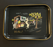 Nascho Metal Tray Hand Painted French Poodles Shopping Signed Clement Large picture