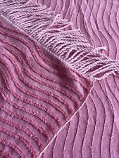 Vintage Barbie Pink Chenille Bedspread Tablecloth Craft Fringe Lightweight 64x94 picture
