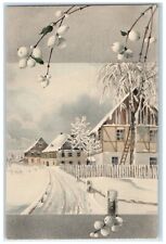 c1910's Ulreich Art Munk Houses Winter Snow Scene Fruits Antique Postcard picture