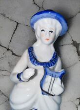 Vintage Porcelain Victorian lady w/harp, 8