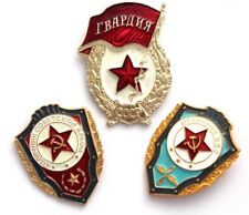 3 Awarded USSR Soviet Union Russian Military Badges 1980th ORIGINAL; Aluminum picture