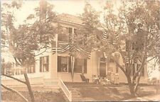 RPPC Jonesboro ME Patriotic Scene Flag-Draped Mansion early 1900s picture