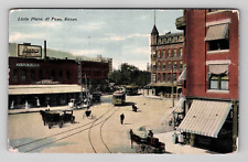 Postcard Early 1900s TX Little Plaza Trolley Car Horse Buggy View El Paso Texas picture