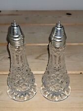 Vintage Cut Crystal Clear Footed Salt & Pepper Shakers 7.25