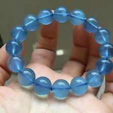 12mm Genuine Natural Blue Aquamarine Gemstone Crystal Round Bead Bracelet AAAAA picture