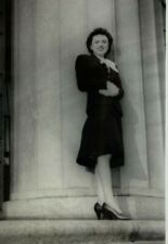 Pretty Woman Dress Column Government Building B&W Photograph 3.25 x 4.5 picture