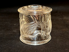 Gloria Vanderbilt EMBOSSED Swan Glass Jar With Lid By TELEFLORA Signed On Bottom picture