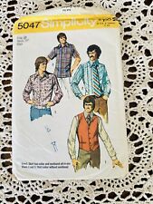 Vintage 70’s Men’s Sewing Patterns Shirts Size 38 Neck 15” Simplicity Easy Instr picture