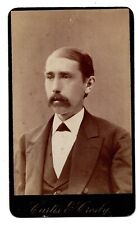 ANTIQUE CDV C. 1880s CURTIS & CROSBY HANDSOME MAN WITH MUSTACHE LEWISTON MAINE picture
