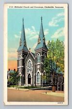 Clarksville TN-Tennessee, Methodist Church And Parsonage Vintage c1948 Postcard picture