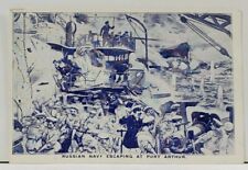 RUSSO JAPANESE WAR RUSSIAN NAVY ESCAPING AT PORT ARTHUR Vintage Postcard L7 picture