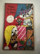 Vtg Mail-A-Puzzle Puzzle Postcard Happy Christmas  Kitties New Old Stock picture