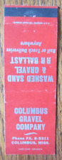 COLUMBUS, MISSISSIPPI MATCHBOOK COVER: GRAVEL CO. 1960s MATCHCOVER -D picture