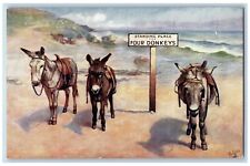 Oilette Tuck Postcard Standing Place For Four Donkeys The Simple Life c1910's picture