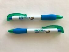 2 Green, White & Blue Rhinocort Aqua Jagger Pens with clip & Grip - New picture