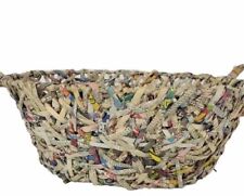 Trader Joe's Handwoven Basket  Cottage Core Recycled Newspaper Large 12x16 NWOT picture