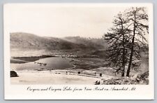 Postcard RPPC Osoyoos & Osoyoos Lake from the Point on Anarchist Mtn, BC 1958 picture