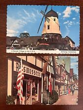 Lot of 2 Vintage Solvang, CA Danish Village Windmill, Shops, Unposted Postcard picture