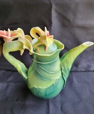 Franz Brilliant Blooms Canna Lily Flower Sculptured Porcelain Teapot FZ01816 picture
