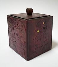 VINTAGE MAORI TIKI HAND CARVED WOODEN LIDDED BOX / TEA CADDY SIGNED RATA picture