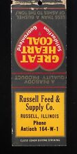 1930s Russell Feed & Supply Co. Great Heart Coal Phone Antioch 164-W Russell IL picture