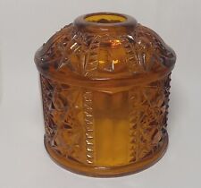 ViTG 60s Fairy Lamp Amber Indiana Glass Stars & Bars Candle Tea Votive Light picture