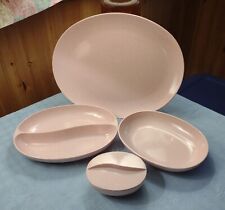 Vintage Daileyware Pink Speckled Melamine Serving Platter, Bowls, Lidded Sugar picture