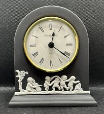Wedgwood Black Jasperware Mantle/Desk Domed Clock Cupids Tested with New Battery picture