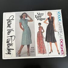 Vintage 1970s Vogue 1610 Diane Von Furstenberg Wrap Dress Sewing Pattern 14 CUT picture