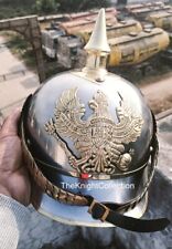German Pickelhaube Helmet Imperial Prussian Helmet Spiked Leather helmet Gift picture