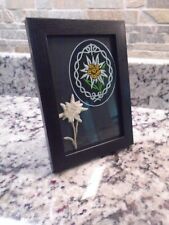 Real Edelweiss Flower Pressed FRAMED Gebirgsjager BADGE Sticker WW2 Military NEW picture