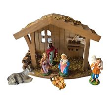 Vintage Nativity Scene Christmas Manger Set Italy Italian Wood Creche 7 Piece picture
