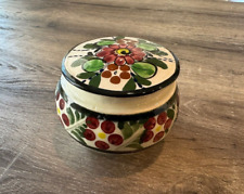 Vintage Round Flower and Berry Design Trinket Box with Raised Feet picture