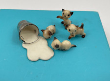Vintage Hagen Renaker Miniature Figurine Cat Kitten Kitty Spilled Milk Pail picture