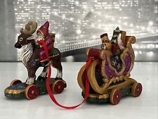Pam P. Shifferl Sleigh & Reindeer Gnome Santa Elf 2 Pc Set   picture
