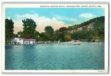 c1920's Municipal Bathing Beach Lakeview  Park Council Iowa IA Unposted Postcard picture