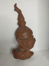 Vintage Thai Ramakien Head Carved Wood Wall Decoration Repaired picture