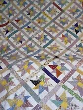 Vintage Handmade 8 Point Star Pattern Quilted Quilt 98 X 112 King Very Clean picture