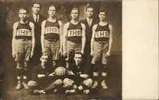 High School Basketball Team EHS 1912-13 WHERE? Real Photo Postcard picture