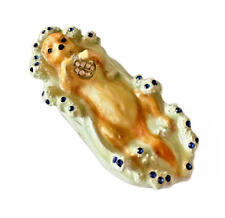 Sea Otter Jeweled Enamel Hand Painted Trinket Box with Austrian Crystals. New picture