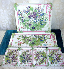 RDE Imports J & J Giftwares Berries &  Ribbons Melamine 6 Piece Italian Tray Set picture