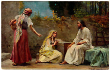 Antique Postcard GERMANY Holy Scripture Robert Leinweber Jesus Mary Martha picture